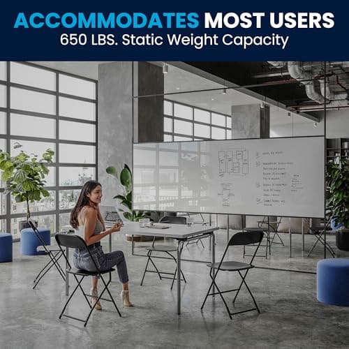 Flash Furniture Hercules Set of 10 Indoor/Outdoor Heavy-Duty Plastic Folding Chairs, Foldable Commercial Stacking Chairs with 650-lb. Static Weight Capacity, Black 10