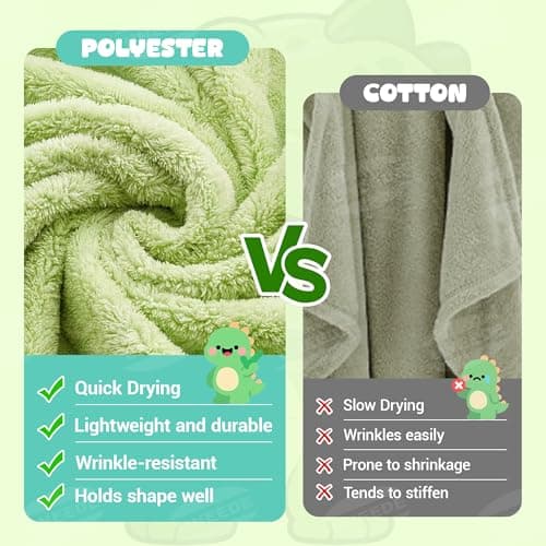 UNEEDE Green Dinosaur Bath Hooded Towel for Kids,Extra Soft and Fast Drying Poncho for Toddlers Age 3-10,Kids Beach Hooded Towel Polyester Size 31 x 47 in,Machine Washable Poncho for Bath Beach Pool 5