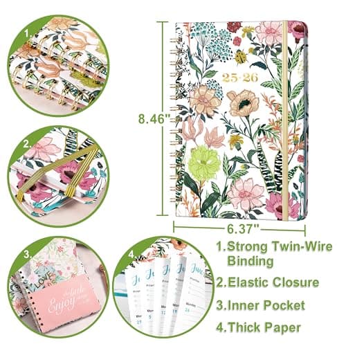 2025-2026 Academic Planner – Weekly ＆ Monthly Planner from Jul. 2025 – Jun. 2026, 6.4" x 8.5" with Tabs, Flexible Hardcover, Thick Paper, Strong Twin-Wire Binding, Back Pocket, Inspirational Quotes 6