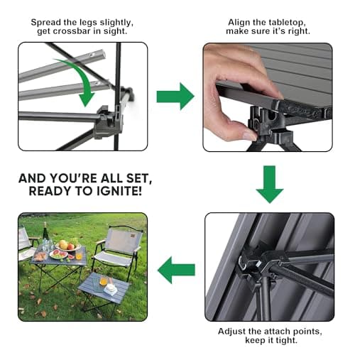 EHHLY Portable Folding Camping Table, Small Compact Aluminum Beach Picnic Table, Lightweight Collapsible Outdoor Camp Tables That Folds & Rolls Up, Beach Gear Essentials Camp Accessories, Grey 7