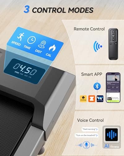 Walking Pad with 10% Incline, Walking Pad Treadmill 265lb Capacity, [Voice Control] Works with KINOMAP WELLFIT APP, 2.5HP Running Pad Small Treadmill for Home Office Apartment 5