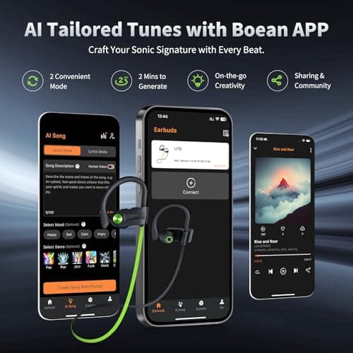 JOYWISE Bluetooth Headphones, Wireless Earbuds IPX7 Waterproof Bluetooth 5.3 Headphones with 16Hrs Playtime Stereo Bass Headsets with Mic Running Headsets with Earhooks for Sports Running Workout 7