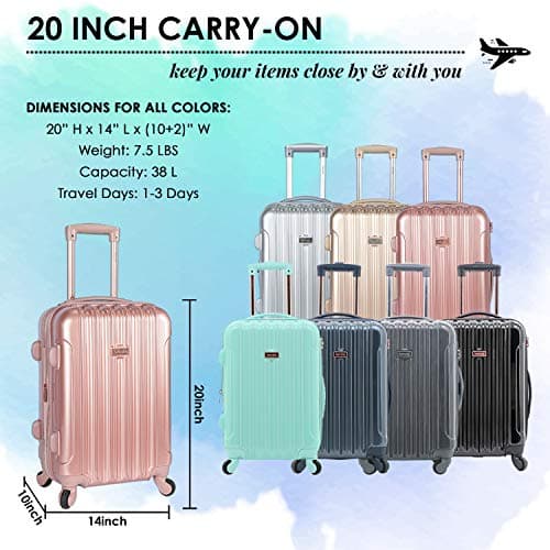 kensie 20" "Alma" Carry-On TSA-Lock Spinner Luggage, Rose Gold 3