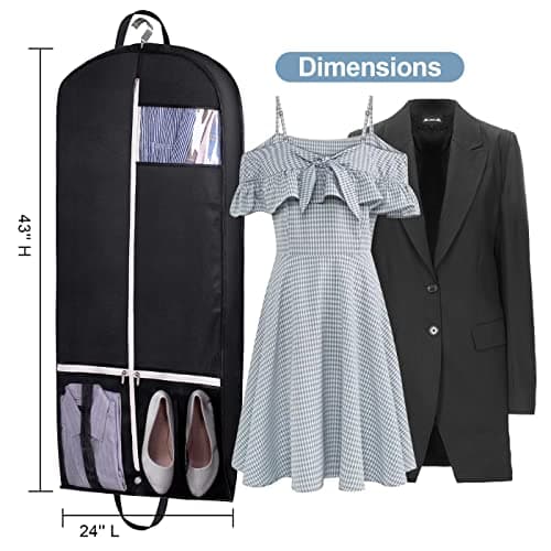SLEEPING LAMB 43'' Gusseted Garment Bags for Travel Breathable Suit Bags for Men Travel with Two Mesh Pockets, Black 6