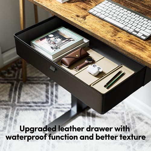 FEZIBO 48 x 24 Inches Standing Desk with Drawer, Adjustable Height Electric Stand up Desk with Storage &2 Hooks, Ergonomic Computer Workstation, Rustic Brown 6