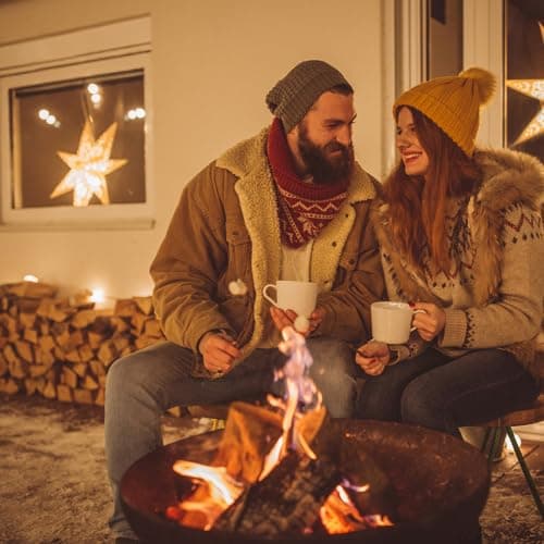 DENKOE Iron Fire Pit Table with Lid, Extra Thick and Heavy Duty Fire Bowl, Deep Round Firepit for Outdoor Bonfire Gatherings, Wood Burning Firepits for Outside Patio, Modern Outdoor Fire Pits 7