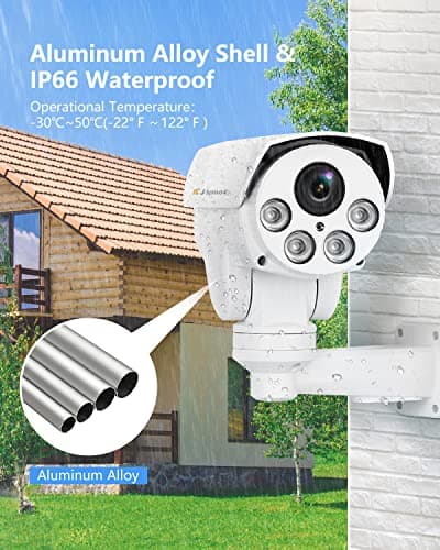 Jennov POE Camera Outdoor 5MP(2592x1944) HD IP PTZ Security Camera with 5X Optical Zoom, 260° Pan-Tilt View, 68ft NightVision, Human Detection, Mic/Audio, IP66 Weatherproof, Videolink APP 8