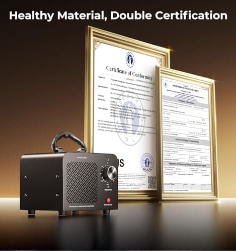 Ozone Generator 48,000mg, Commercial Ozone Machine Odor Removal, High Capacity O3 Ionizer Air Purifier Deodorizer, Portable Mini for Car, Home, Smoke, Pets, Industrial, for 4000 Square Feet -Black 8