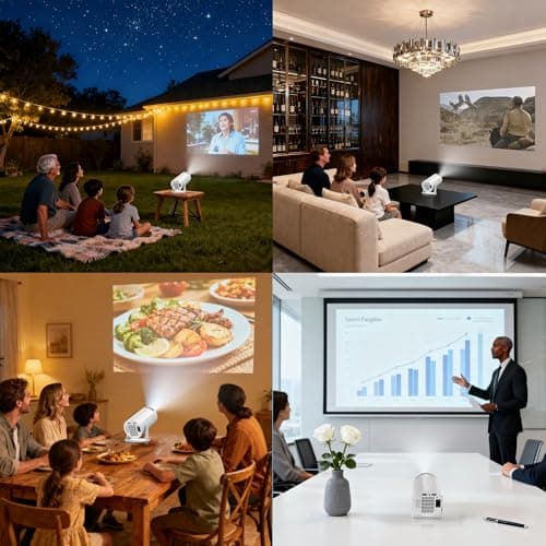 WellSonic Mini Projector with WiFi and Bluetooth, Portable Movie Projector Support 4K, Auto Keystone,210° Rotation, 130'' Screen Smart Projector Compatible with HDMI Phone TV Stick for Bedroom Outdoor 9