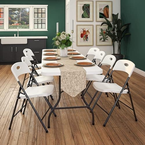 COSCO Solid Resin Folding Chair, 4-Pack, White 10