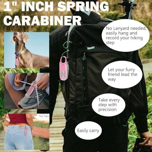 3D Pedometer for Walking with Removable Clip and Carabiner Simple Step Counter for Walking Accurate Clip On Step Tracker for Men Women Kids (Pink) 5