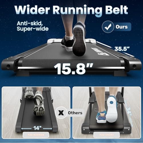 AIRHOT 15 Incline Walking Pad Treadmill With Remote Control & LED Display, 2.5HP Under Desk Quiet Portable Treadmill for Home Office Use, Compact Space 4