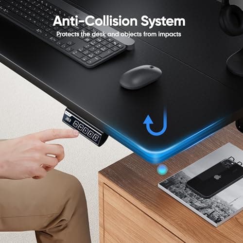 Monomi Electric Height Adjustable Standing Desk, 48x24 Inches, Ergonomic Home Office Sit/Stand Up Desk (Black Steel Frame/Black Top) 7