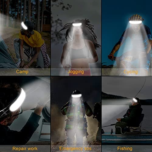 LED Headlamp Rechargeable, Super Bright 1500 Lumens 230° Wide Beam Headlamp, 3 Modes IPX6 Waterproof Lightweight Head Light with Taillight & Clips for Camping, Running,Fishing, Outdoors, Hard Hat Work 5
