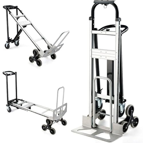 Keoslpy CSHT-2243B 3 in 1 Industrial Convertible Aluminum Hand Truck Dolly Cart, 1000 LBS Capacity, Heavy Duty Stair Climbing Utility Trolley Platform Cart with Wheels for Transport & Moving 7