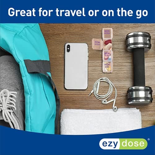 EZY DOSE Weekly (7-Day) Daily Pill Case, Medicine Planner, Vitamin Organizer Container, 4 Times a Day, Small Removable Compartments, Covenient and Easy to Use, Color May Vary, Clear Lids, BPA Free 5