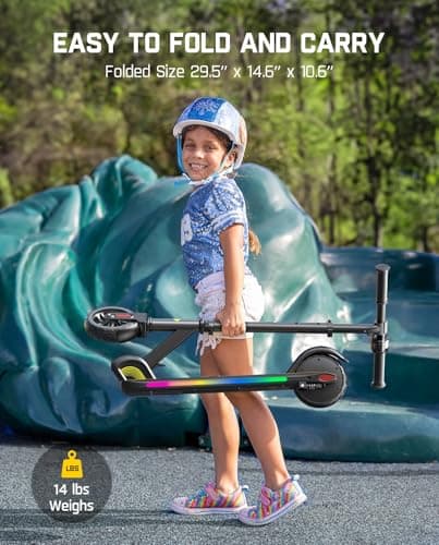 FanttikRide C9 Pro Kids Electric Scooter Ages 8-12, Colorful Rainbow Lights, E-Scooter for Kids 3.9-5.2 ft, 132 lbs, 5 Miles Range, Up to 40 min Ride Time, 5/8/10 MPH, 3 Adjustable Heights, Black 5