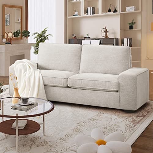 LEISLAND 88.58" Modern Sofas Couches for Living Room, Chenille Sofas & couches with Square Armrest, Removable Low-Back Sofa Cushion and Detachable Sofa Cover/Easy to Install(Beige) 9