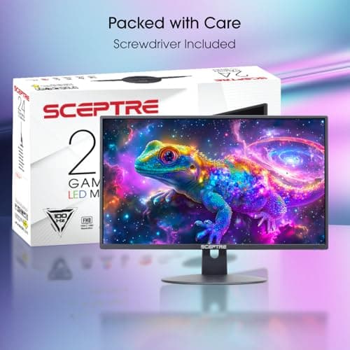 Sceptre 24 Inch 75Hz 1080p LED Monitor with Build-in Speakers HDMI VGA Ports, New Black 2019 (E248W-1920) 2