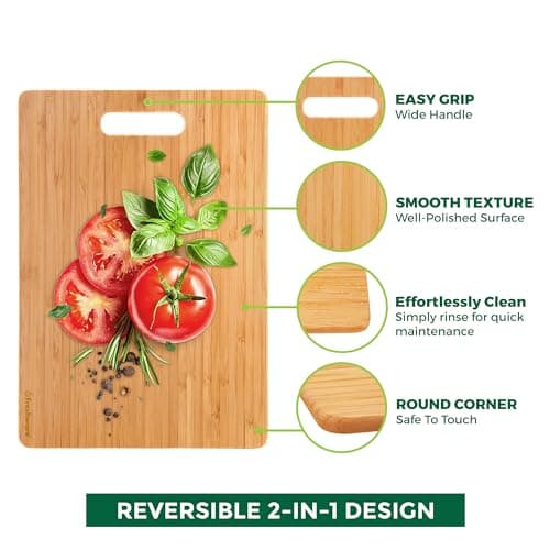 Freshware Bamboo Cutting Board Set of 3, Wooden Cutting Boards for Kitchen, Knife Friendly Food Grade Chopping Board, Lightweight with Hanging Hole for Easy Storage 6
