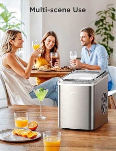 GoveeLife Smart Countertop Ice Makers, Portable Ice Maker Machine with Self-Cleaning, 6 Mins 9 Bullet Ice, 26lbs/24Hrs, Voice Remote for Home Kitchen Party Camping, with Ice Scoop Stainless Silver 7