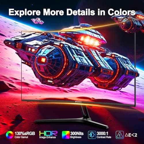 SANSUI 27 Inch Curved Gaming Monitor 200Hz 1ms with Speakers FHD 1080P Computer Monitor FreeSync|1500R|130% sRGB|HDR|Low Blue Light|HDMI DP Ports|VESA Mount|Metal Stand(HDMI Cable Incl.) 8