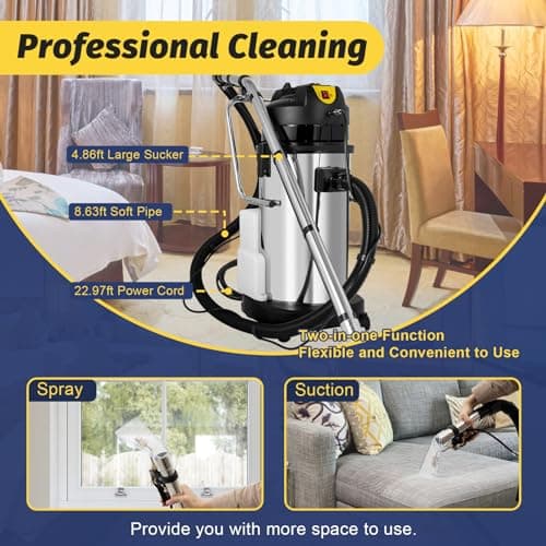 40L/11Gal Commercial Carpet Cleaning Machine 3 in 1 Carpet Spraying Floor Brush Cleaner Extractor Vacuum Deep Cleaning Washing Machine Portable Carpets Extractor Cleaner for Hotels,Dry Cleaners 5
