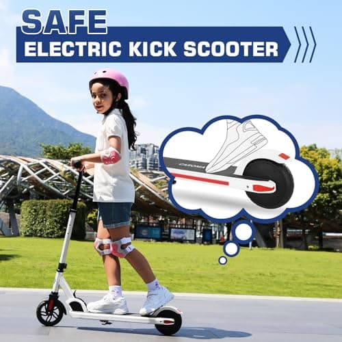 Caroma Electric Scooter for Kids Ages 8-12, 150W Foldable Kids Electric Scooter, Max 7 Miles & 10 Mph, LED Display, Colorful Lights, Adjustable Height, Lightweight Electric Scooter for Kids Teens 7