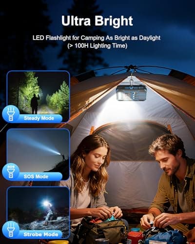 Hicyzoe Solar Charger Power Bank 49800mAh Wireless Portable Phone Charger Built-in 4 Cables and 4 Solar Panels,12W QC3.0 Fast Charging USB-C Battery Pack for iPhone with Flashlight for Camping Travel 8