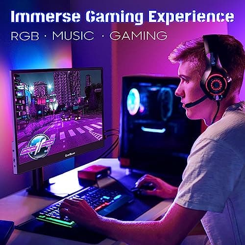 𝟮𝟰𝟬𝙃𝙕 17.3" Portable Gaming Monitor 1080P HDR 𝙄𝙋𝙎 Screen 𝙍𝙂𝘽 𝘿𝙮𝙣𝙖𝙢𝙞𝙘 𝘽𝙖𝙘𝙠𝙡𝙞𝙜𝙝𝙩 HDMI USB-C Laptop Display Extender, PC Second Screen w/Cover & Speakers for Switch PS4/5 VESA 7