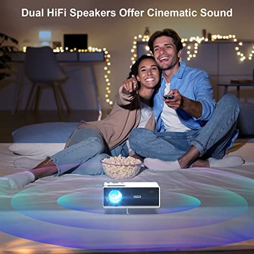 FUDONI Projector with WiFi and Bluetooth 4K Support, 300ANSI Outdoor Indoor Projector FHD 1080P Max 300" Display, Movie Video Home Theater Projector Compatible w/HDMI/USB/Phone/Laptop/TV Stick 6