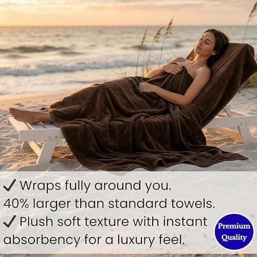 SALBAKOS Luxury 100% Turkish Cotton Bath Sheets 40x80 in Oversized Extra Large Bath Towels Thick Soft Absorbent Turkish Towel for Spa Beach (Pack of 1, Chocolate, Jumbo Bath Sheet) 9