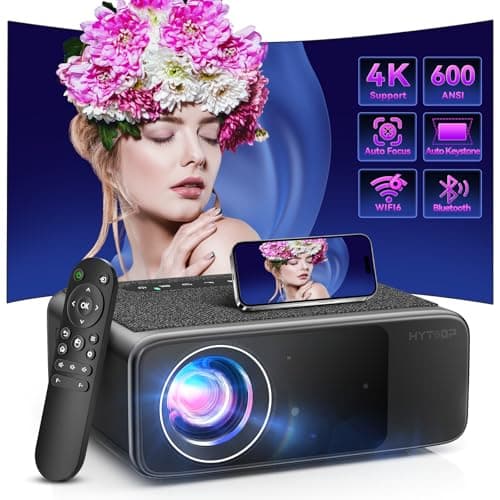 Projector with WiFi 6 and Native 1080P, HYTOBP LT2 600 ANSI Outdoor Movie Projector, Auto 6D Keystone & 50% Zoom, Bluetooth 5.1, Home Projector for iOS/Android/TV Stick(Black,Medium)