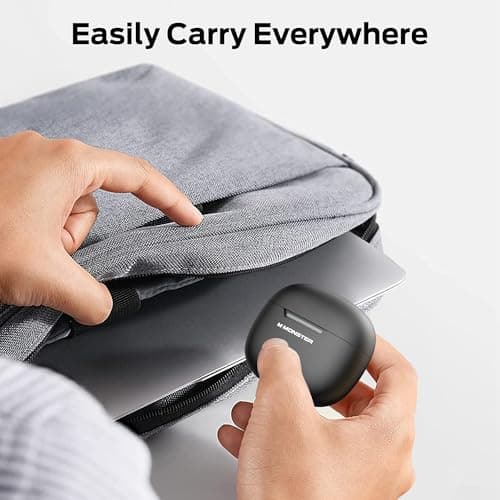 Monster Wireless Earbuds Bluetooth 5.4 Built-in Mic, Wireless Earbuds Touch Control, Bluetooth Headphone with 30H Playtime, Type-C Fast Charging, Clear Call for Running, Workout Black 6