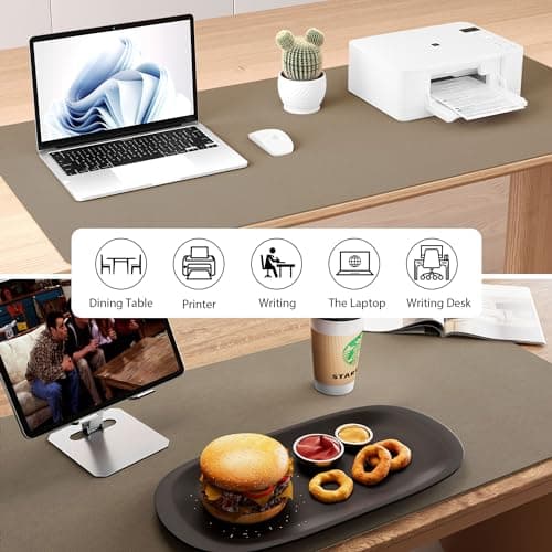Aothia Dual-Sided Desk Mat - Leather & Cork Desk Protector, Large Mouse Pad & Writing Pad for Office/Home, Coffee (25.6"x13.7") 6