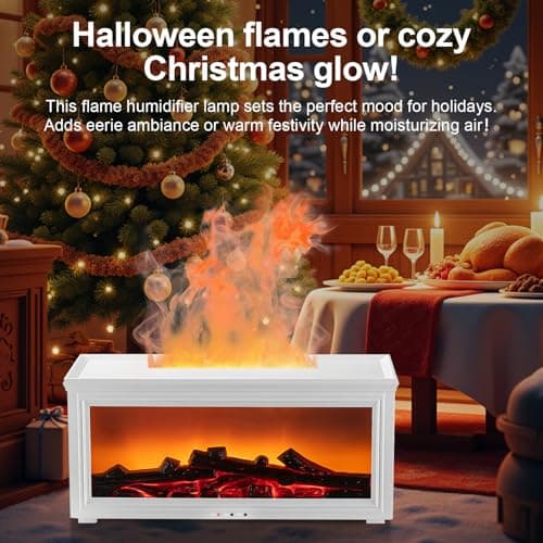 Fireplace Essential Oil Diffuser Humidifier - Ultrasonic Aroma Diffuser with 7-Color Flame Effect, Remote Control & Auto-Off Timer for Bedroom, Home Office,Yoga(White) 6