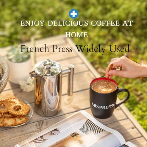 Mixpresso Stainless Steel French Press Coffee Maker 26 Oz 770 ml, Double Wall Insulated French Press Stainless Steel, Easy Clean Tea Brewer, Easy Press Durable Metal Coffee Press 6
