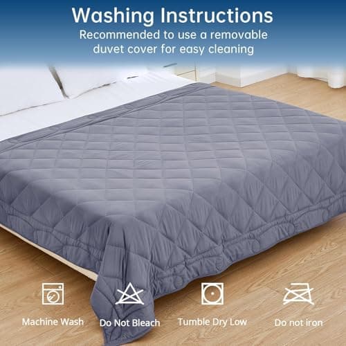 OMYSTYLE Weighted Blanket for Adults (15lbs, 48''x72'') - Twin Size Heavy Throw Blanket, Breathable and Cooling Microfiber Material with Premium Glass Bead for All Season Use, Machine Washable, Grey 7