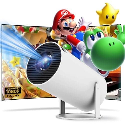HY300 Portable Projector,Mini Projector, Support 4K 1080P with Wired Screen Mirror with Phone, 180° Rotatable, Auto Keystone Correction, 40"-130" Screen Video Projector