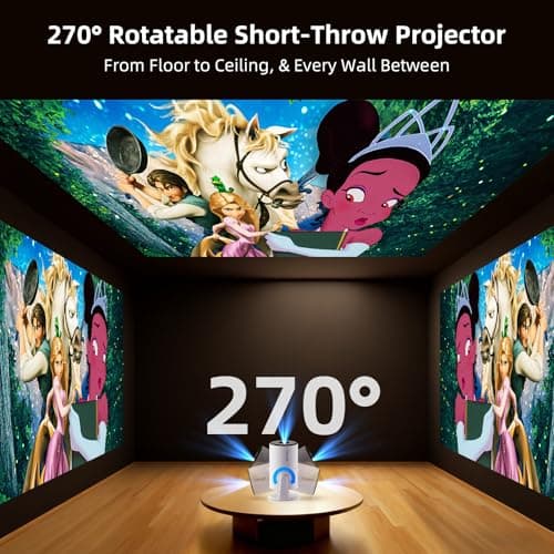 YINCODI Mini Projector with WiFi and Bluetooth [Bulit in Apps] Support 1080P, Auto Keystone, 270° Rotatable Portable Movie Projector Compatibile with Smartphone/HDMI/USB/PS5, for Home & Outdoor Use 5