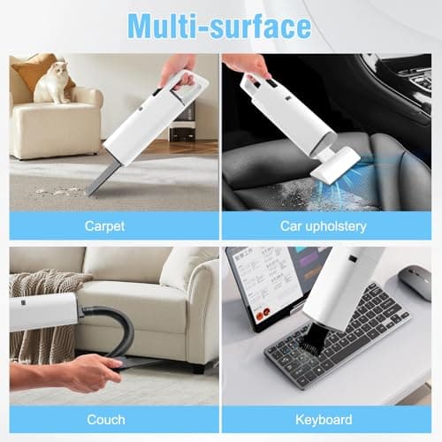 Cordless Vacuum Cleaner Handheld - 20000Pa Powerful Suction, 2-Speed Hand Vacuum Cordless Rechargeable for Car, Pet Hair, Stairs, Carpet, Couch - Portable Vac with HEPA Filter & 4 Attachments 6