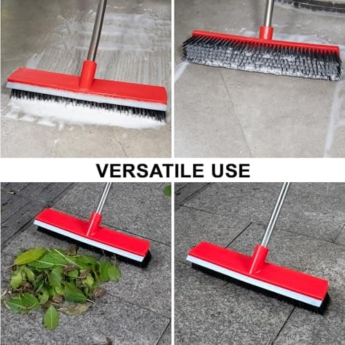 16.5 Inches Push Broom- Heavy Duty Outdoor Broom with 51" Long Handle for Patio, Bathroom, Garage, Tile, Deck, Pet Hair, Concrete Floors Cleaning 7