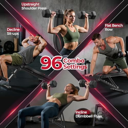 FLYBIRD Adjustable Bench,Utility Weight Bench for Full Body Workout- Multi-Purpose Foldable Incline Bench (Black) 7