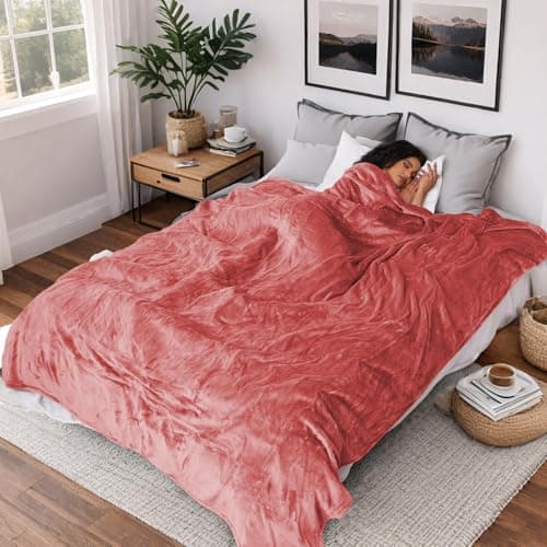 Minervada Heated Electric Blanket Queen Size 84''x90'', Dual Controller Soft Flannel with 5 Heat Settings 10 Hour Auto Off Large Blanket for Bed- Brick Red