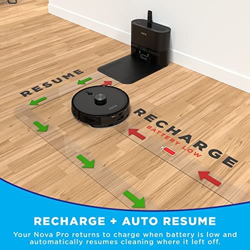 iHome AutoVac Nova Pro, Robot Vacuum Mop Combo, LIDAR Navigation, Self Emptying, Selective Room Cleaning & No Go Zones, Home Mapping, 2700pa Strong Suction, App Control, Hard Floors Carpet Black 8