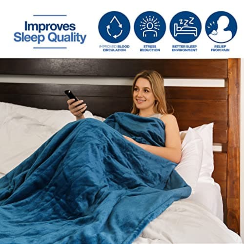 Medical king Heated Blanket, Machine Washable Extremely Soft & Comfortable Electric Blanket Throw Fast Heating with Hand Controller 10 Heating Settings & auto Shut-Off (Blue, 50 x 60) 7