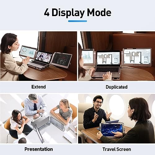 Maxfree F2 Triple Screen Laptop Screen Extender - 14'' Laptop Monitor Extender with 360° Rotation Stand, Plug & Play Compatible with Windows/Mac/Surface/Dex/Switch for 12-17'' Laptops 7