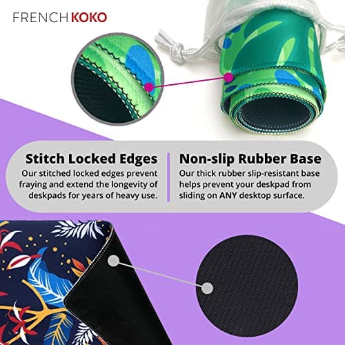French KOKO Large Mouse Pad Desk Mat 15" x 30" – Extended Floral Desk Protector for Keyboard & Mouse – Non-Slip Waterproof Cute Office Pad Aesthetic Workstation Mat 8