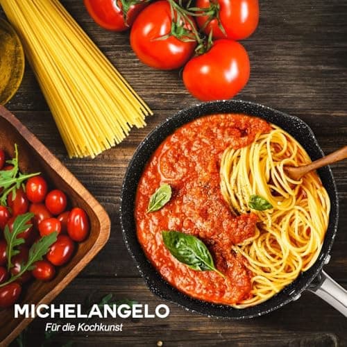 MICHELANGELO Hard Anodized Saucepan Set with Lids, Nonstick Saucepan with Pour Spouts & Strainer Lid for Easy Pour, Granite Derived Coating Sauce Pot Set - 1.5QT & 2QT &3QT Induction Sauce Pans 8