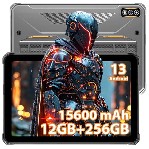 HOTWAV R7 Rugged Tablet Android 13, 15600mAh 10.1 Inch HD+ Waterproof Tablet, 12GB+256GB/(2TB TF) Outdoor Work Tablets, 16MP+16MP Camera Octa Core/Daul SIM 4G/IP68&IP69K/Face ID/GPS/OTG/Widevine L1